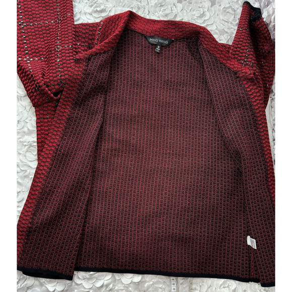 Ming Wang 2 Piece Set Womens Medium Red And Black Studded Tank Jacket Set Knit - Picture 13 of 14